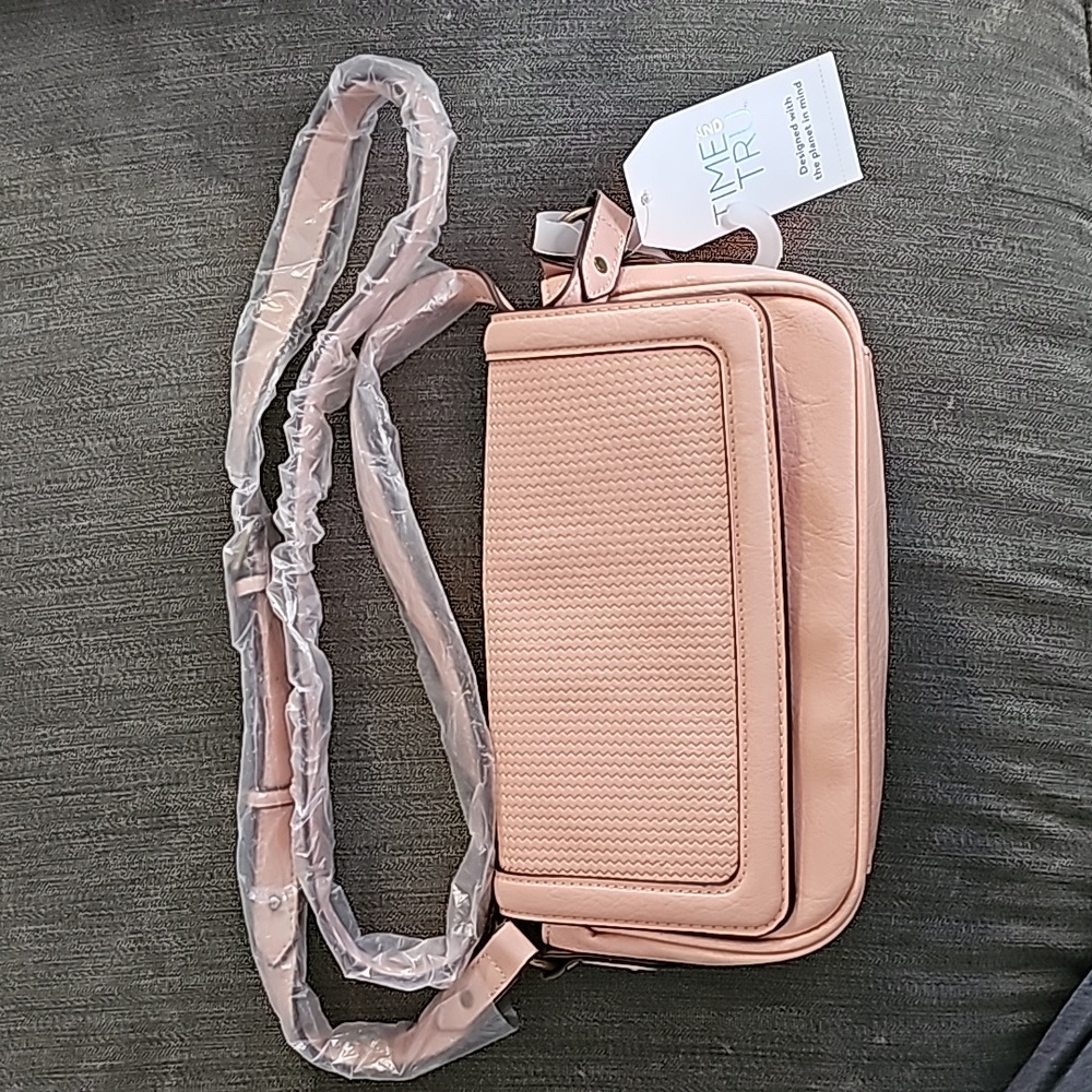 Pink long strap purse